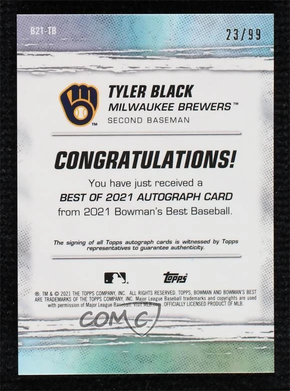 2021 Bowman's Best of Green Refractor /99 Tyler Black #B21-TB Auto - Image 2 of 2