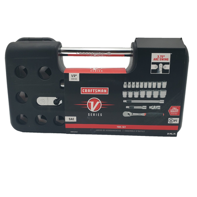 #ad Craftsman V Series 1 2quot; Drive SAE 6 Point 21 Piece Socket Set CMMT45754V $89.95