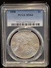 1898 Morgan Silver Dollar $1 PCGS MS 64 Grade