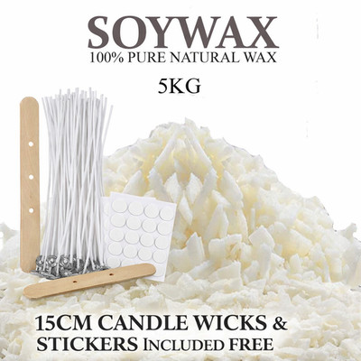 5 kg Sojawachs/Soja 100 % rein Kerzenherstellungswachs natürliche Flocken sauber brennend WEISS