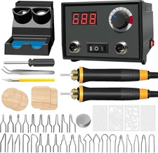 Wood Burning Tool Kit, Adjustable Temp 25~750℃, 30 Tips, Digital