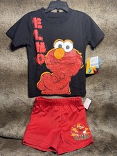 Sesame Street Elmo 3T Black Short Sleeve / Set Graphic Print T-Shirt Crew Neck