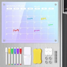 Acrylic Magnetic Calendar for Fridge, Dry Erase Board Calendar for Refrigerat...