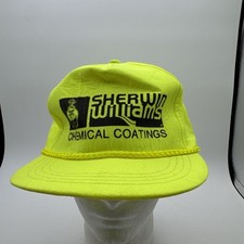 Sherwin Williams Snapback Trucker Hat Cap Neon Yellow Vtg
