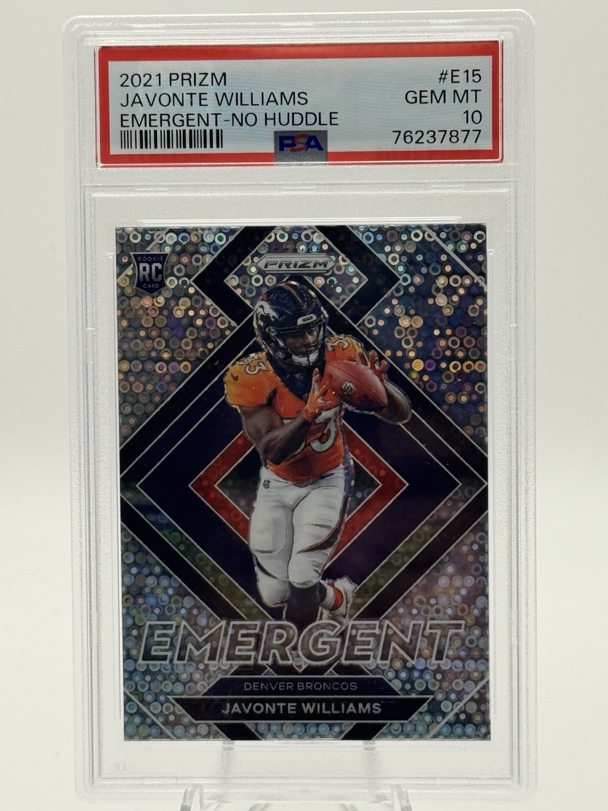 Javonte Williams Panini Prizm Emergent #E15 No Huddle