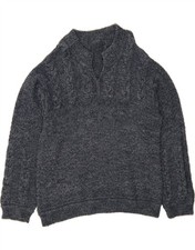 VINTAGE Mens V-Neck Jumper Sweater Medium Grey JQ08