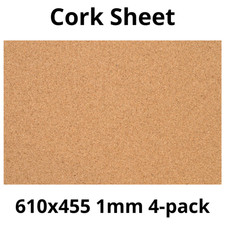 Cork Sheet Brown 610x455mm 1mm Thin Cork Craft Décor Sheets Pack of 4 Reusable!