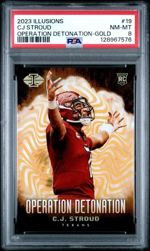 2023 PANINI ILLUSIONS OPERATION DETONATION GOLD #19 CJ STROUD ROOKIE 16/25 PSA 8