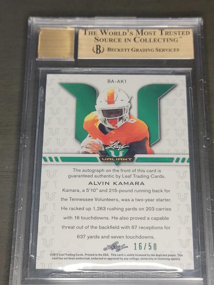 2017 Alvin Kamara Auto RC /50 Leaf Valiant Refractor Saints Signed Rookie SP - Image 2 of 2