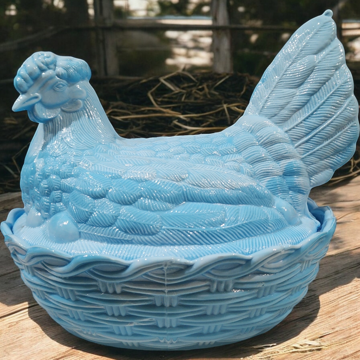 Heisey Blue Opaque Slag Glass Hen on Nest Box & Lid | eBay
