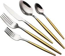 20 Piece Luxury Silverware Set for 4 Golden Mirror-Polished 18/10 Stainless