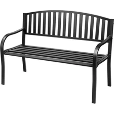 50'' Outdoor Garden Bench Cast Iron Metal Frame Outdoor Porch Patio Park Benches