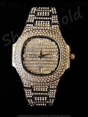 Mens Custom Fully Ice out Bling Oval Watch Iced Cz vvs Quality Stainless Steel