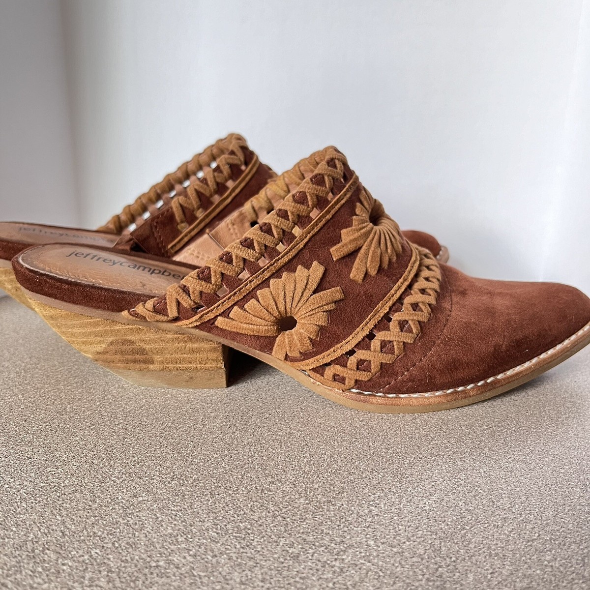 Jeffrey Campbell Billy Mule size Boho Western Brown Suede Slip On 1T