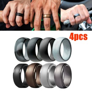 4pcs Silicone Rubber Wedding Ring Bands Flexible Elegant Safe Work Gym Women Men Ebay