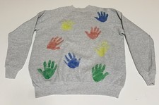 Vintage Hanes Her Way Women  s M Raglan Crew Neck Sweatshirt Kids Hand Prints