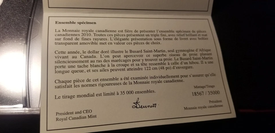 2010 Canada Specimen Set Having Rare Northern Harrier Loon And Magnetic Penny. - Image 3 of 4