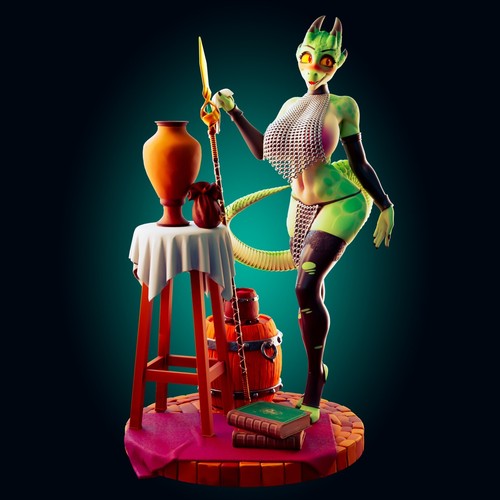 Meme de arte de fanático Commission The Lusty Argonian Maid levanta su cola hombre lagarto femenino - Imagen 7 de 7