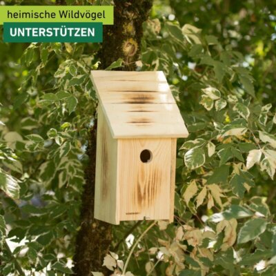 Vogel-Nistkasten für Kleiber, Kohlmeise & Gartenrotschwanz