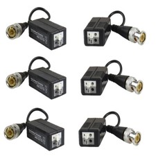 6Pcs Passive Video Balun Analog HD,AHD, HD-CVI, HD-TVI, Push-In Data Transmitter