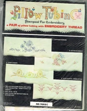 Stamped Pillow Tubing Set Embroidery Kit Vintage Unopened Chrysanthemums Vogart