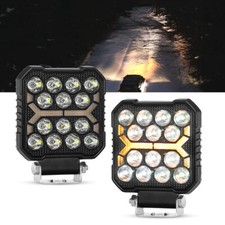 2Pcs 4"Inch Square LED Work Light Pods Flood Light For Truck Offroad Tractor SUV