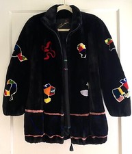 Zuki Sheared Beaver Fur Onyx Abstract Stunning & Rare Coat Size 8 M