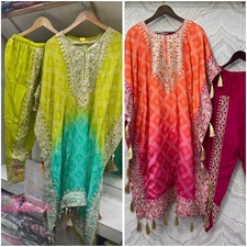 Indian Style Kaftan Dress With Punjabi Dhoti Fully Readymade Salwar Kameez Sets