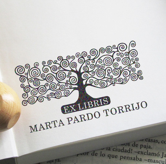 EX LIBRIS, SELLO EXLIBRIS PERSONALIZADO, ARBOL DE LA VIDA KLIMT, LIBRO,  LIBRERIA