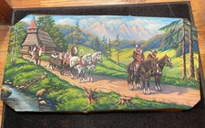 35" Vintage Romanian Oil Painting on WOOD