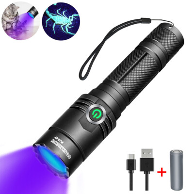 395nm  UV  Light LED Rechargeable Ultra Violet Flashlights Black Light For Pet