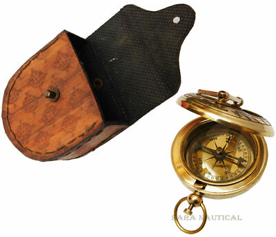 Nautical Replica Hub Boussole en laiton faite à la main avec étui en