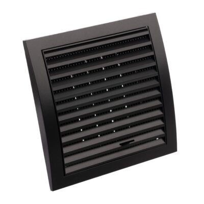 Lüftungsgitter Anthrazit 190 mm x 190 mm mit 125 mm Flansch Fliegengitter und Rolladen