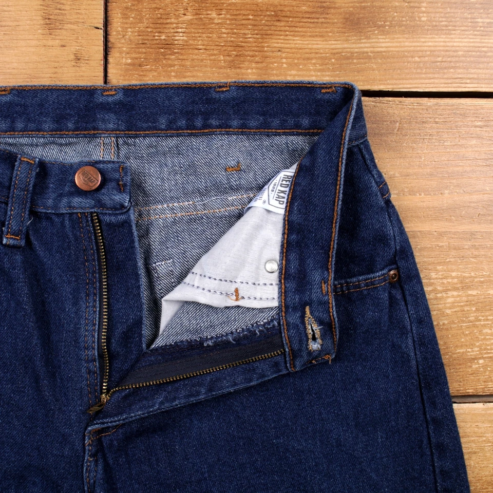 Pantalones Vaqueros Vintage Rojo Kap Pantalones 29x36 Denim Unisex Recto Azul Algodón Foto 3 de 4