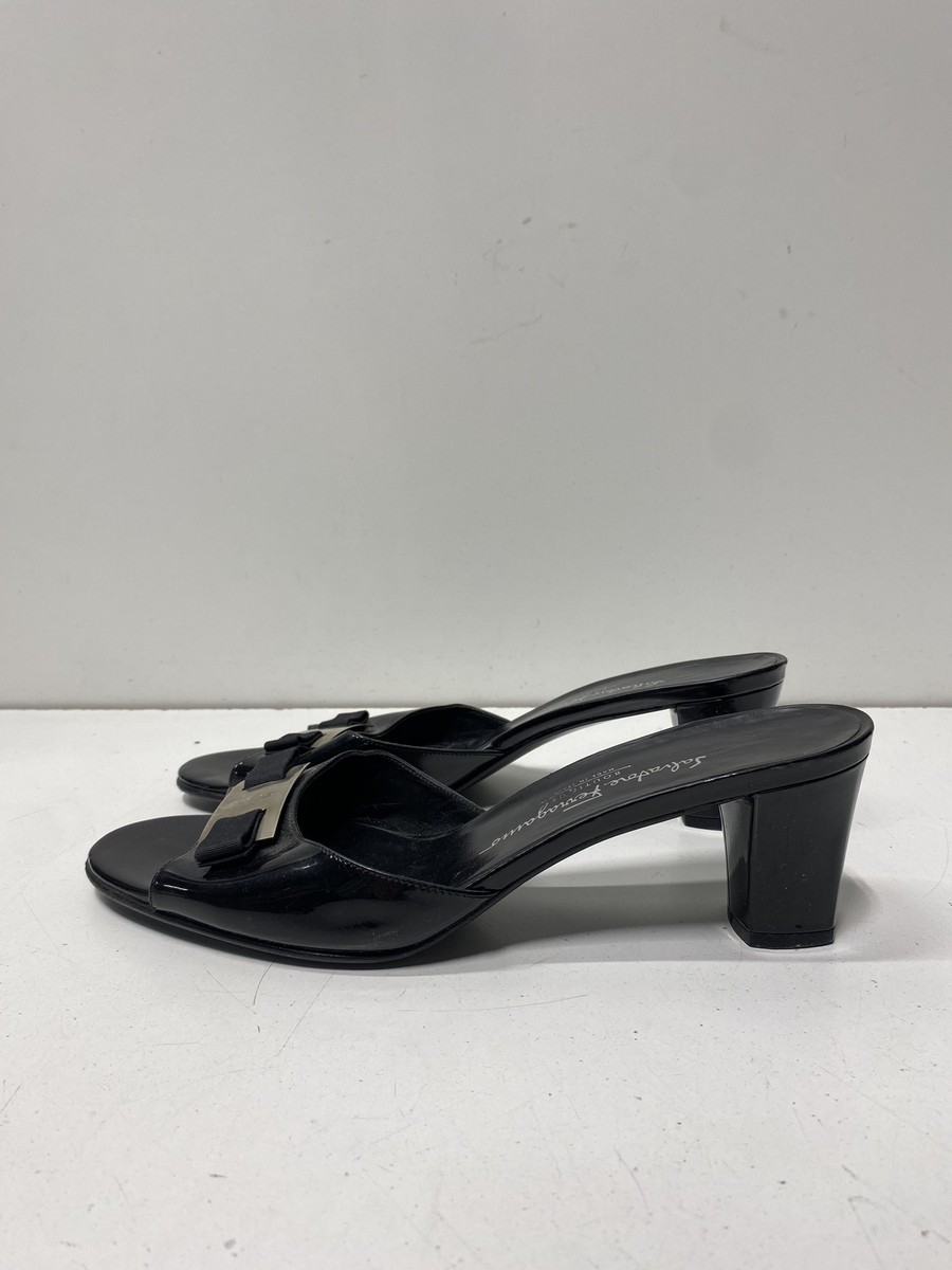 Salvatore Ferragamo Black Leather Sandals Women Sz