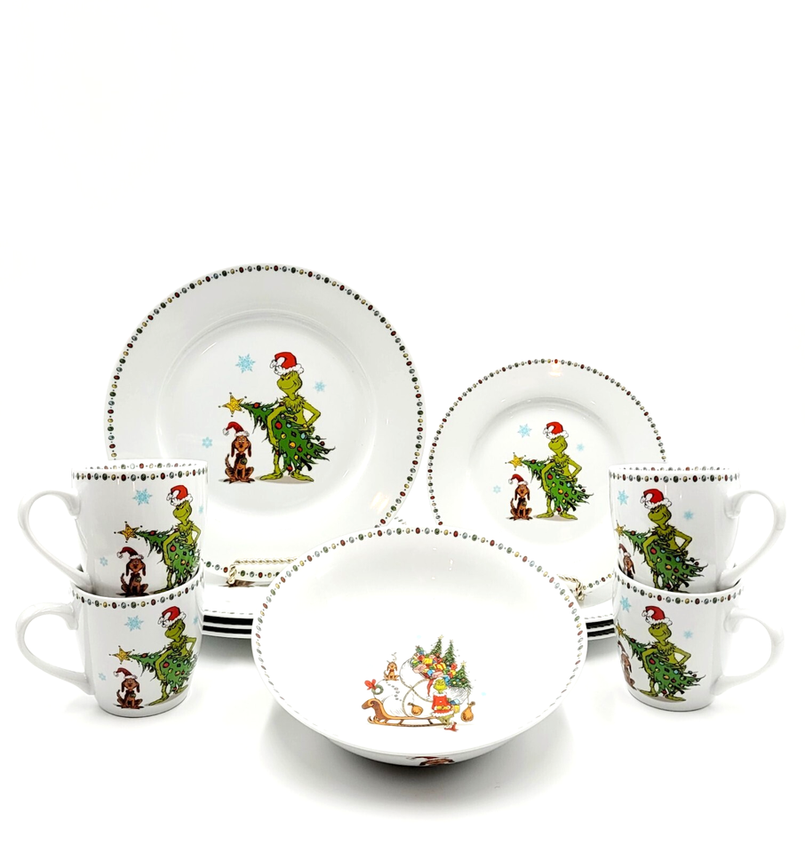 Dr. Seuss The Grinch Dinnerware Set Dinner, Salad Plates, Bowl & Mugs ...