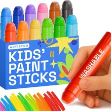 100% Washable Tempera Paint Sticks for - 12 Non-Paint Markers for - Color Sti...