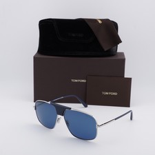 Tom Ford FT1096 16V Shiny Palladium/Blue 62-13-140 Sunglasses New Authentic
