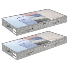 4 Inch Low Profile Under Bed Storage Drawer 2 Pack, Lightweight Underbed Clot...
