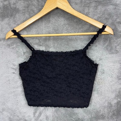 Aerie Womens Y2K Lace Crop Cami Top Size M Whimsigoth Dark Romantic Witchy