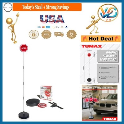 Parking Garage Stop Sign LED Flashing Adjustable Height Car Stop Indicator 1-...