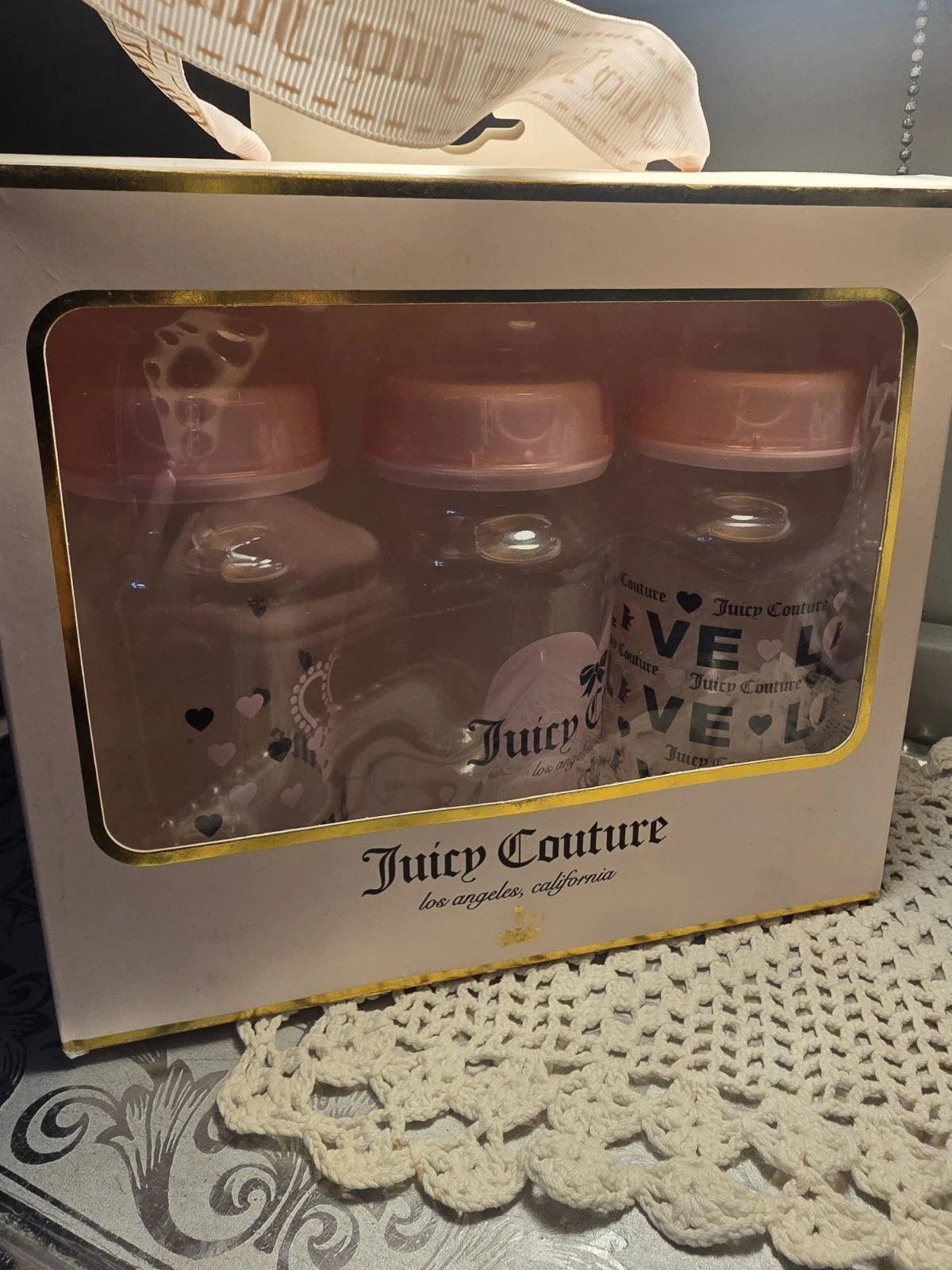 RARE * Juicy Couture * Baby Bottle Gift Set * 11 oz 320 ml * Crown Heart Love
