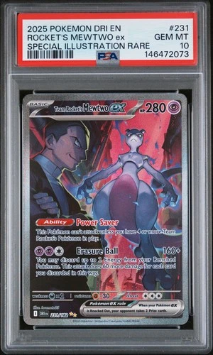 2025 POKEMON DRI EN-DESTINED RIVALS #231 TEAM ROCKET'S MEWTWO EX PSA 10