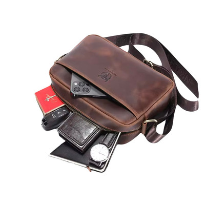Messenger Bag Soft Full Grain 100% Leather Shoulder Bag 9.5'' Brand New