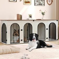 86.6" Dog Crate Furniture for 2 Dogs Heavy Duty Indoor Dog Kennel TV Stand XXL