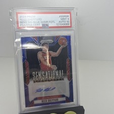 2024-25 Panini Prizm Reed Sheppard Rookie Blue Shimmer Auto /25 RC PSA9/10