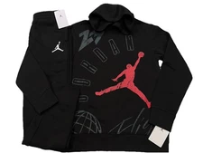 NWT NIKE AIR JORDAN BOY 2 PC SET BLACK HOODIE & JOGGERS SWEATPANTS L & XL