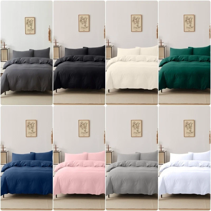 BELDORA Duvet Cover Set with Pillowcase Soft Plain Microfibre Bedding Single Double King