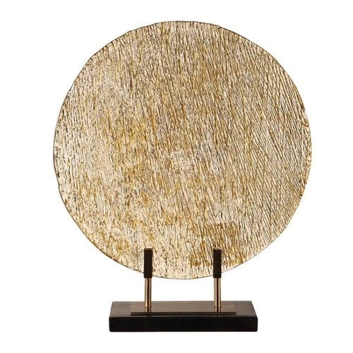 Uttermost Layan Coastal Marble and Steel Art Glass Charger in Gold/Black - Picture 1 of 5