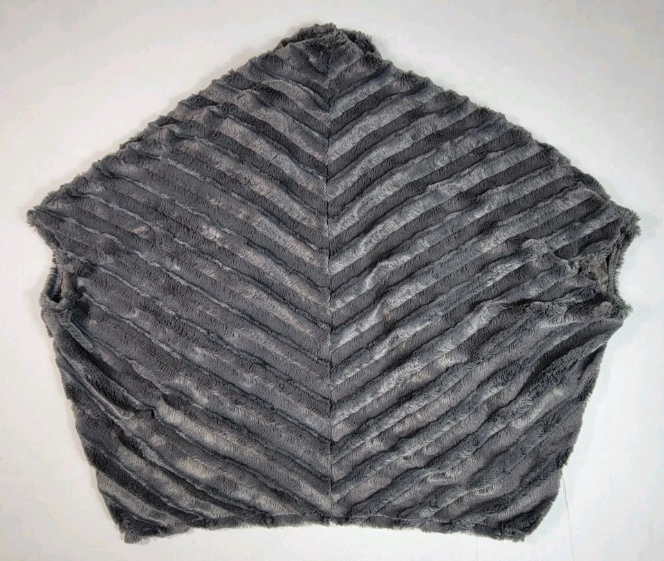 Slinky Brand Faux Fur Cardigan Open Front Short Sleeve Womens Size Large Gray - Image 4 of 4